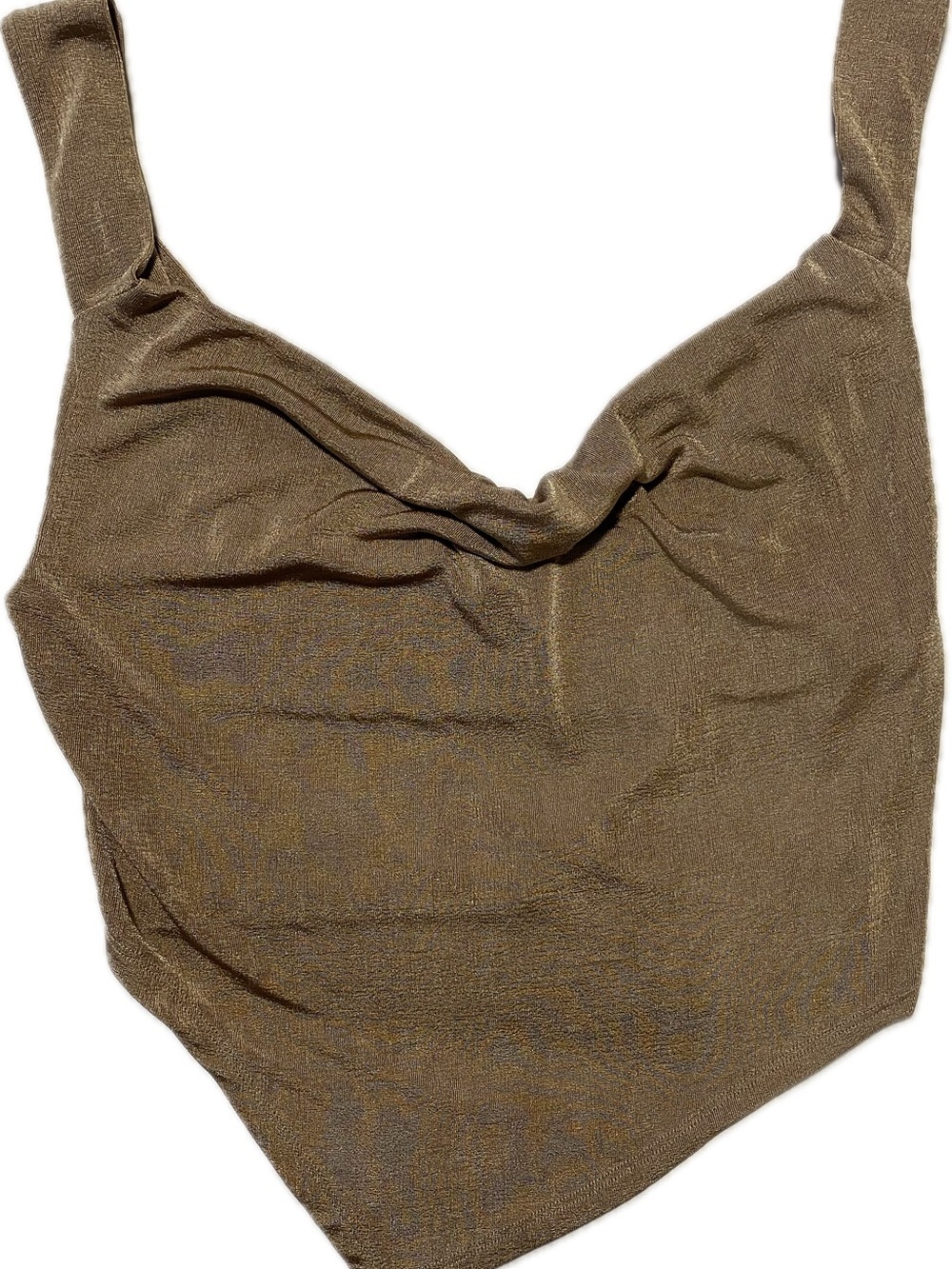 Le Lis Olive Shimmery Cowl Neck Crop Tank - Picture 1 of 6